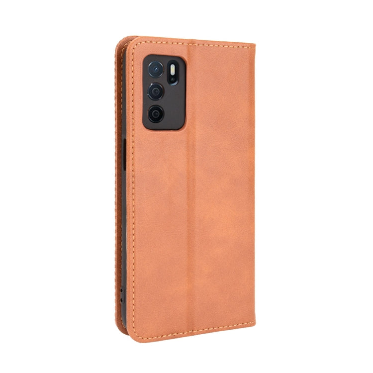 For OPPO A16 Magnetic Buckle Retro Crazy Horse Texture Leather Phone Case(Brown) - OPPO Cases by buy2fix | Online Shopping UK | buy2fix