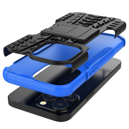 For iPhone 13 mini Tire Texture Shockproof TPU+PC Protective Case with Holder (Blue) - iPhone 13 mini Cases by buy2fix | Online Shopping UK | buy2fix