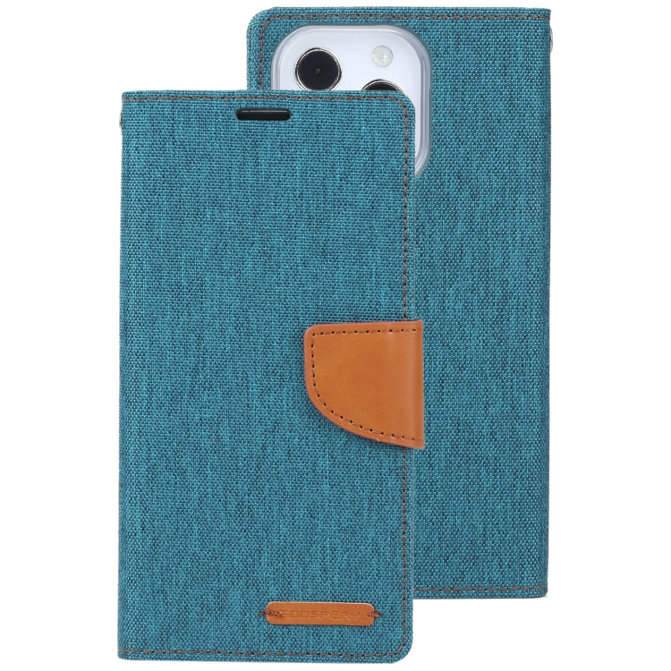 For iPhone 13 Pro GOOSPERY CANVAS DIARY Cross Texture Horizontal Flip Leather Case with Holder& Card Slots & Wallet (Green) - iPhone 13 Pro Cases by GOOSPERY | Online Shopping UK | buy2fix
