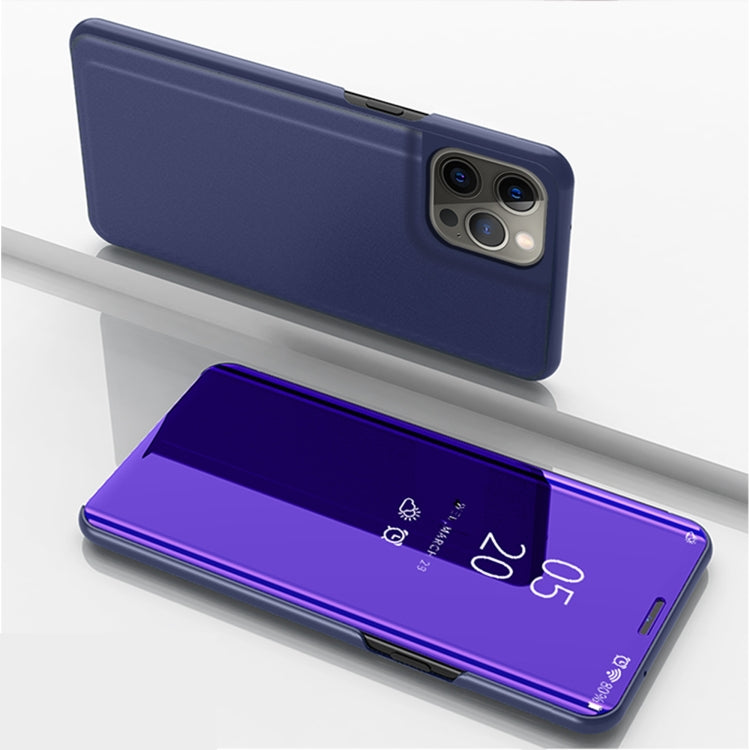 For iPhone 13 Pro Plated Mirror Horizontal Flip Leather Case with Holder (Purple Blue) - iPhone 13 Pro Cases by buy2fix | Online Shopping UK | buy2fix