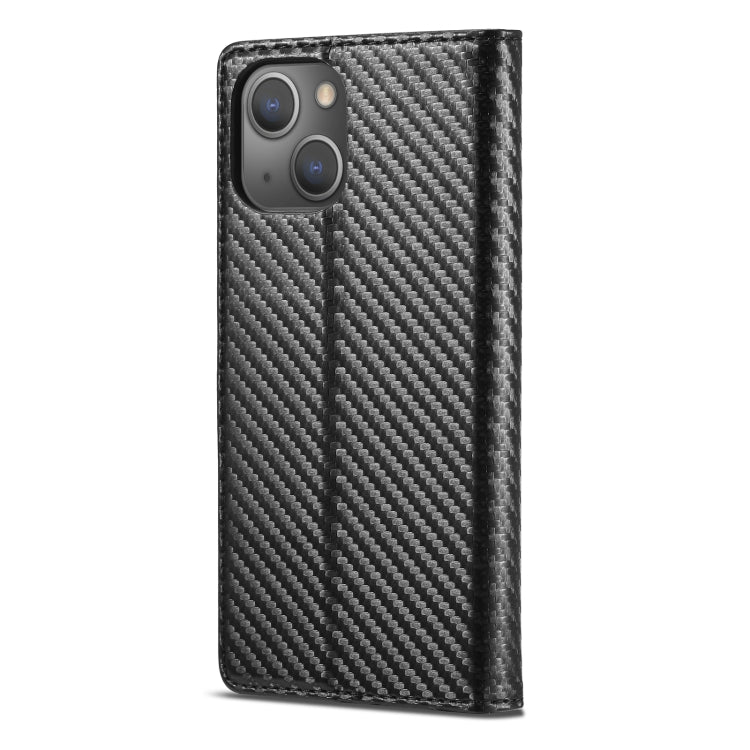 For iPhone 13 mini LC.IMEEKE Carbon Fiber PU + TPU Horizontal Flip Leather Case with Holder & Card Slot & Wallet (Vertical Black) - iPhone 13 mini Cases by LC.IMEEKE | Online Shopping UK | buy2fix