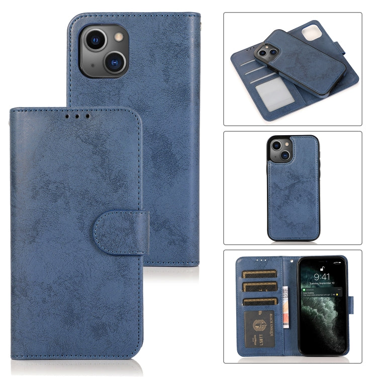 For iPhone 13 Pro Retro 2 in 1 Detachable Horizontal Flip Leather Case with Card Slots & Wallet (Dark Blue) - iPhone 13 Pro Cases by buy2fix | Online Shopping UK | buy2fix