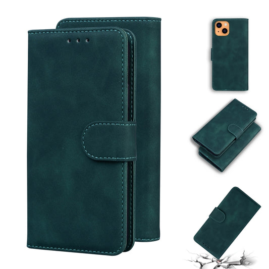 For iPhone 13 Skin Feel Pure Color Horizontal Flip Leather Case with Holder & Card Slots & Wallet(Green) - iPhone 13 Cases by buy2fix | Online Shopping UK | buy2fix