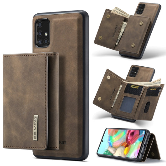 For Samsung Galaxy A71 DG.MING M1 Series 3-Fold Multi Card Wallet  Back Cover Shockproof Case with Holder Function(Coffee) - Galaxy Phone Cases by DG.MING | Online Shopping UK | buy2fix