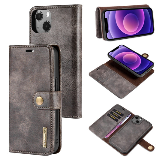 For iPhone 13 mini DG.MING Crazy Horse Texture Flip Detachable Magnetic Leather Case with Holder & Card Slots & Wallet (Grey) - iPhone 13 mini Cases by DG.MING | Online Shopping UK | buy2fix