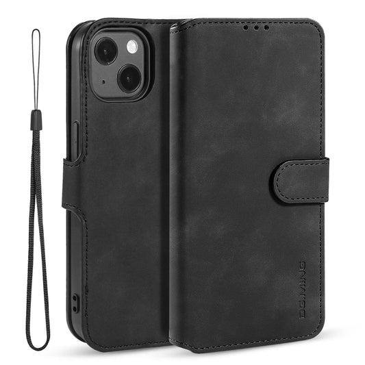 For iPhone 13 DG.MING Retro Oil Side Horizontal Flip Leather Case with Holder & Card Slots & Wallet(Black) - iPhone 13 Cases by DG.MING | Online Shopping UK | buy2fix