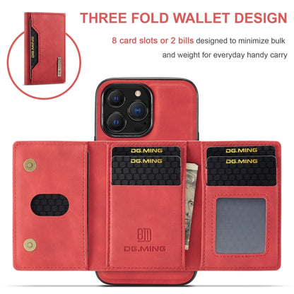 For iPhone 13 Pro DG.MING M2 Series 3-Fold Card Bag Shockproof Case with Wallet & Holder Function (Red) - iPhone 13 Pro Cases by DG.MING | Online Shopping UK | buy2fix