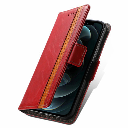 For iPhone 13 CaseNeo Business Splicing Dual Magnetic Buckle Horizontal Flip PU Leather Case with Holder & Card Slots & Wallet(Red) - iPhone 13 Cases by buy2fix | Online Shopping UK | buy2fix