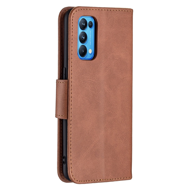 For OPPO Reno5 5G Retro Lambskin Texture Pure Color Horizontal Flip PU Leather Case with Holder & Card Slots & Wallet & Lanyard(Brown) - OPPO Cases by buy2fix | Online Shopping UK | buy2fix