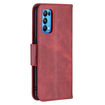 For OPPO Reno5 5G Retro Lambskin Texture Pure Color Horizontal Flip PU Leather Case with Holder & Card Slots & Wallet & Lanyard(Red) - OPPO Cases by buy2fix | Online Shopping UK | buy2fix