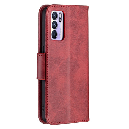 For OPPO Reno6 5G Retro Lambskin Texture Pure Color Horizontal Flip PU Leather Case with Holder & Card Slots & Wallet & Lanyard(Red) - OPPO Cases by buy2fix | Online Shopping UK | buy2fix