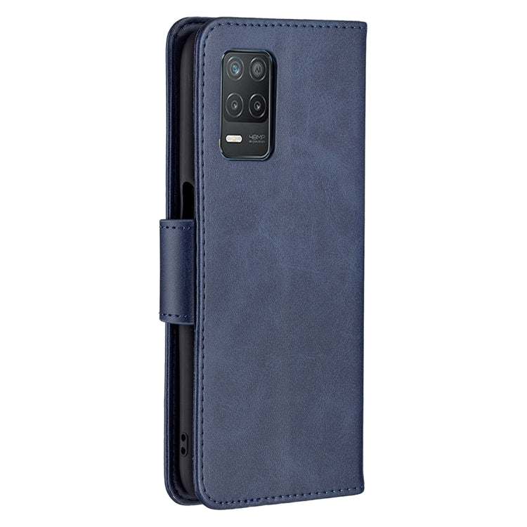 For OPPO Realme 8 5G/Realme V13 5G Retro Lambskin Texture Pure Color Horizontal Flip PU Leather Case with Holder & Card Slots & Wallet & Lanyard(Blue) - Realme Cases by buy2fix | Online Shopping UK | buy2fix