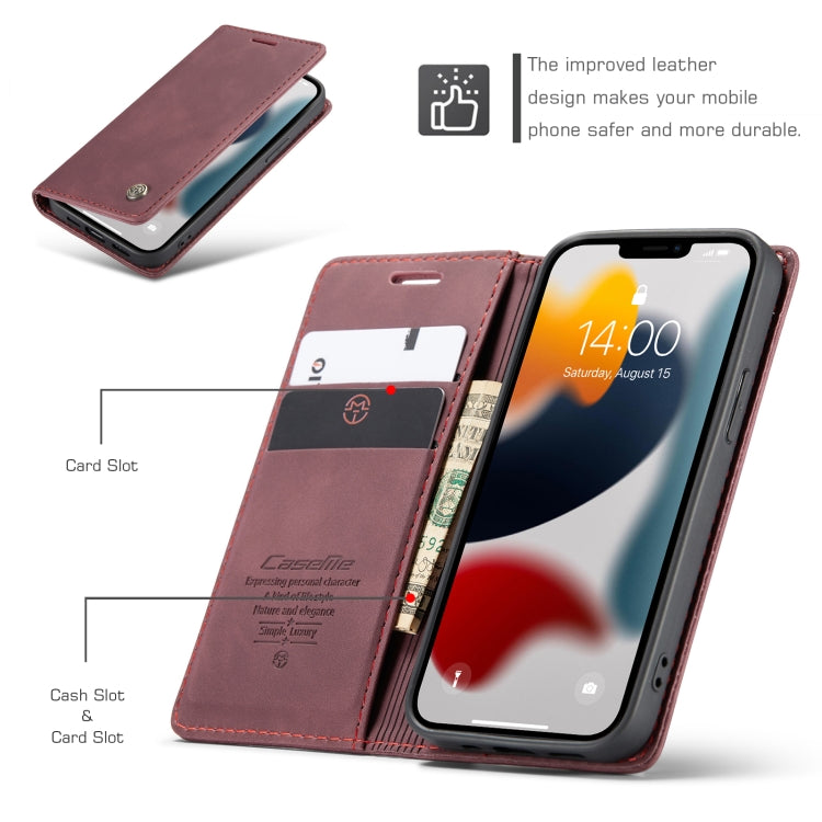 For iPhone 13 mini CaseMe-013 Multifunctional Retro Frosted Horizontal Flip Leather Case with Card Slot & Holder & Wallet (Wine Red) - iPhone 13 mini Cases by CaseMe | Online Shopping UK | buy2fix