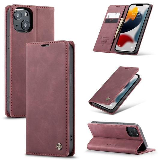 For iPhone 13 CaseMe-013 Multifunctional Retro Frosted Horizontal Flip Leather Case with Card Slot & Holder & Wallet(Wine Red) - iPhone 13 Cases by CaseMe | Online Shopping UK | buy2fix