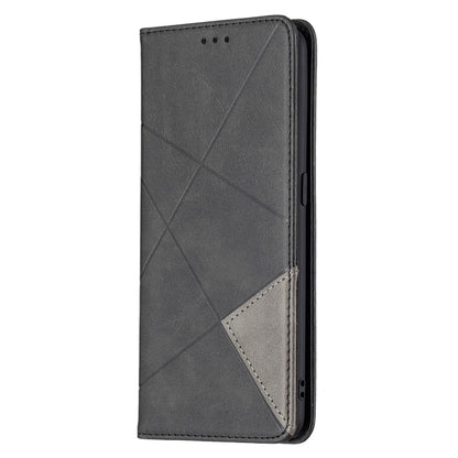 For OPPO A94 4G / Reno 5F / F19 Pro Rhombus Texture Horizontal Flip Magnetic Leather Case with Holder & Card Slots(Black) - OPPO Cases by buy2fix | Online Shopping UK | buy2fix