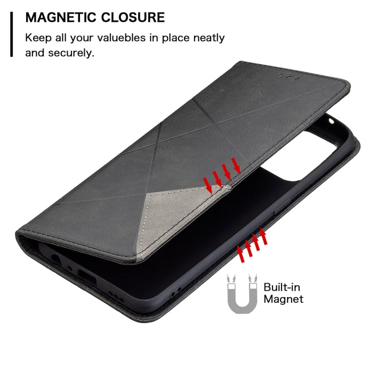 For OPPO A94 4G / Reno 5F / F19 Pro Rhombus Texture Horizontal Flip Magnetic Leather Case with Holder & Card Slots(Black) - OPPO Cases by buy2fix | Online Shopping UK | buy2fix