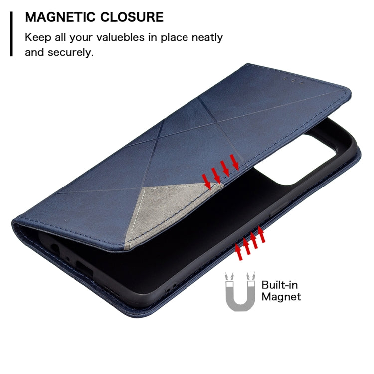 For OPPO A94 5G / F19 Pro Plus / Reno5 Z 5G Rhombus Texture Horizontal Flip Magnetic Leather Case with Holder & Card Slots(Blue) - OPPO Cases by buy2fix | Online Shopping UK | buy2fix