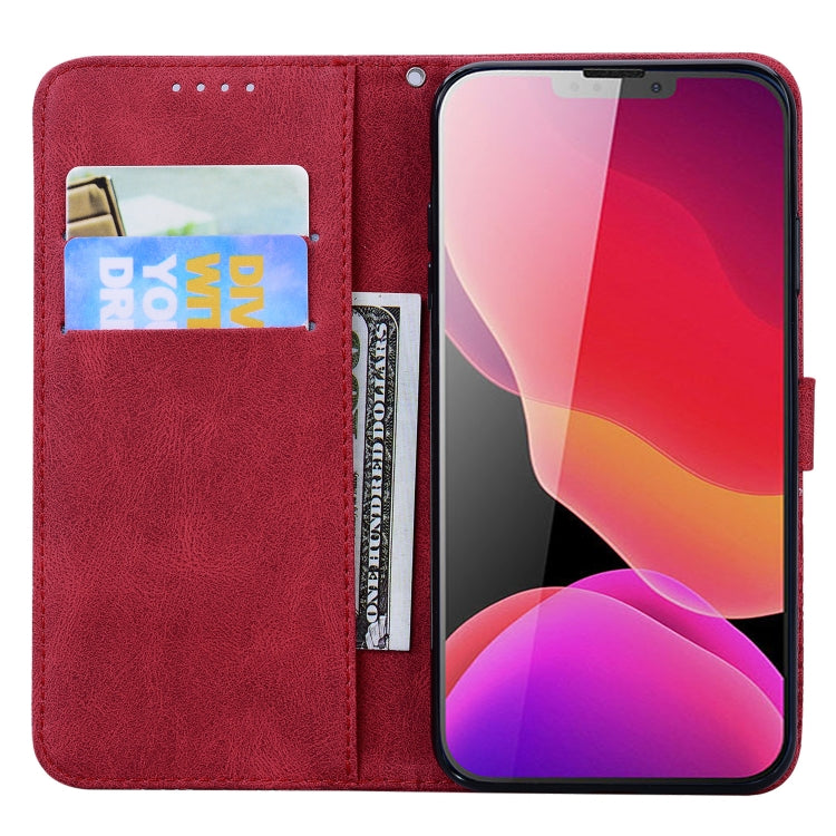 For iPhone 13 mini Retro Skin Feel Butterflies Embossing Horizontal Flip Leather Case with Holder & Card Slots & Wallet (Red) - iPhone 13 mini Cases by buy2fix | Online Shopping UK | buy2fix