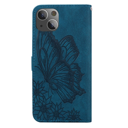 For iPhone 13 mini Retro Skin Feel Butterflies Embossing Horizontal Flip Leather Case with Holder & Card Slots & Wallet (Blue) - iPhone 13 mini Cases by buy2fix | Online Shopping UK | buy2fix