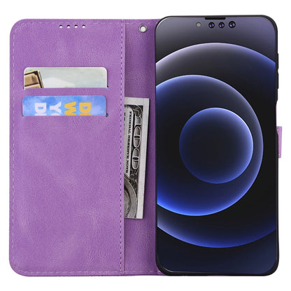 For iPhone 13 Pro Max Retro Skin Feel Butterflies Embossing Horizontal Flip Leather Case with Holder & Card Slots & Wallet (Purple) - iPhone 13 Pro Max Cases by buy2fix | Online Shopping UK | buy2fix