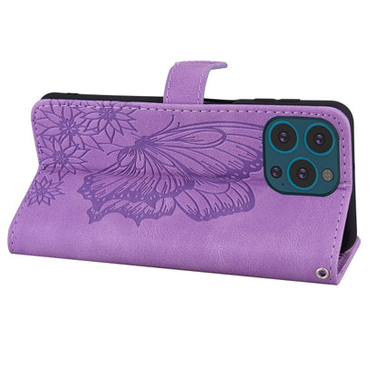 For iPhone 13 Pro Max Retro Skin Feel Butterflies Embossing Horizontal Flip Leather Case with Holder & Card Slots & Wallet (Purple) - iPhone 13 Pro Max Cases by buy2fix | Online Shopping UK | buy2fix