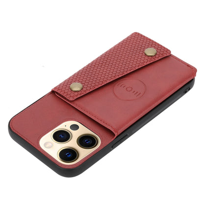 For iPhone 13 Double Buckle PU + TPU Shockproof Magnetic Protective Case with Card Slot & Holder(Red) - iPhone 13 Cases by buy2fix | Online Shopping UK | buy2fix