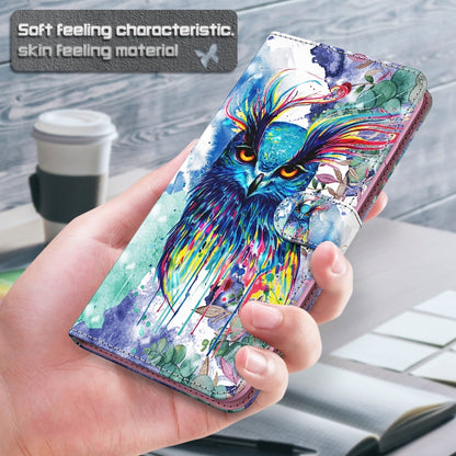 For iPhone 13 3D Painting Pattern Horizontal Flip TPU + PU Leather Case with Holder & Card Slots & Wallet(Watercolor Owl) - iPhone 13 Cases by buy2fix | Online Shopping UK | buy2fix