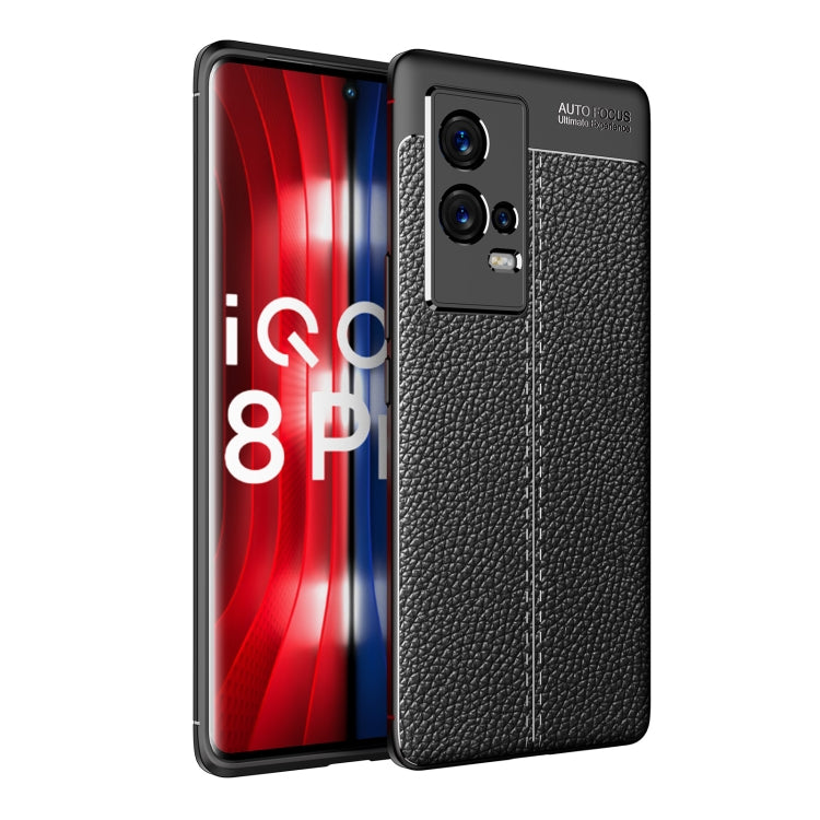 For vivo iQOO 8 Pro Litchi Texture TPU Shockproof Case(Black) - vivo Cases by buy2fix | Online Shopping UK | buy2fix