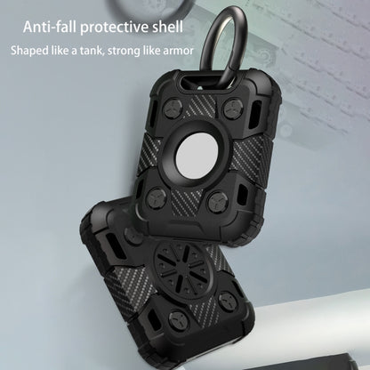 Tank Armor Anti-scratch Shockproof Carbon Fiber TPU Protective Cover Case with Keychain Ring Loop For AirTag(White) - Key Chain Series by buy2fix | Online Shopping UK | buy2fix