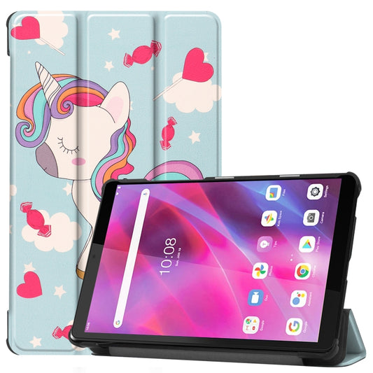 For Lenovo Tab M8 3rd Gen Colored Drawing Pattern Horizontal Flip Leather Case with Three-folding Holder(Unicorn) - Lenovo by buy2fix | Online Shopping UK | buy2fix