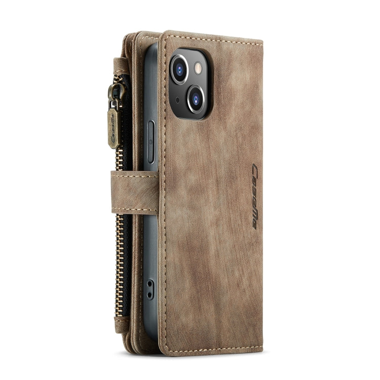 For iPhone 13 mini CaseMe-C30 PU + TPU Multifunctional Horizontal Flip Leather Case with Holder & Card Slot & Wallet & Zipper Pocket (Brown) - iPhone 13 mini Cases by CaseMe | Online Shopping UK | buy2fix