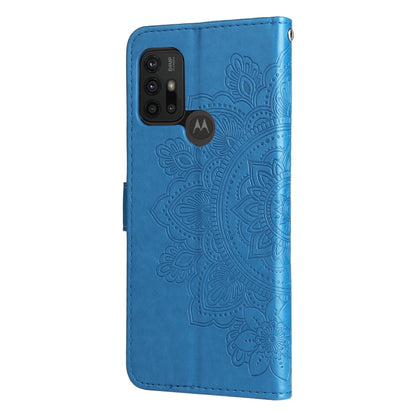 7-petal Flowers Embossing Pattern Horizontal Flip PU Leather Case with Holder & Card Slots & Wallet & Photo Frame For Motorola Moto G30 / G10 / G10 Power / G20(Blue) - Motorola Cases by buy2fix | Online Shopping UK | buy2fix