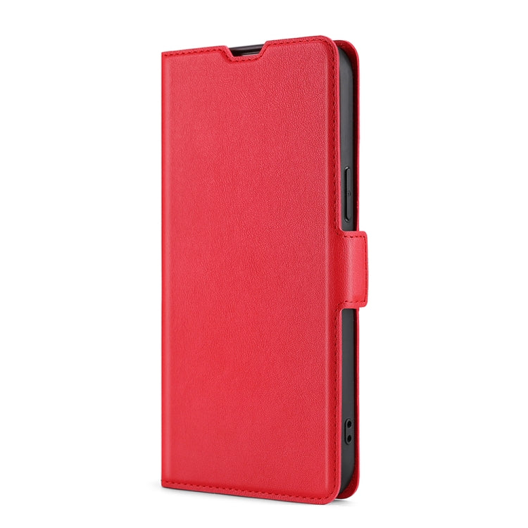 For iPhone 13 Ultra-thin Voltage Side Buckle PU + TPU Horizontal Flip Leather Case with Holder & Card Slot(Red) - iPhone 13 Cases by buy2fix | Online Shopping UK | buy2fix