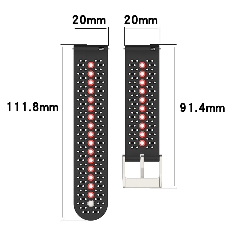 20mm Universal Colorful Hole Silicone Watch Band(Olive Green Black) - Watch Bands by buy2fix | Online Shopping UK | buy2fix