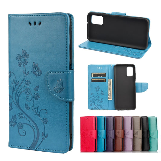 Butterfly Flower Pattern Horizontal Flip Leather Case with Holder & Card Slots & Wallet For Xiaomi Redmi 10(Blue) - Xiaomi Cases by buy2fix | Online Shopping UK | buy2fix