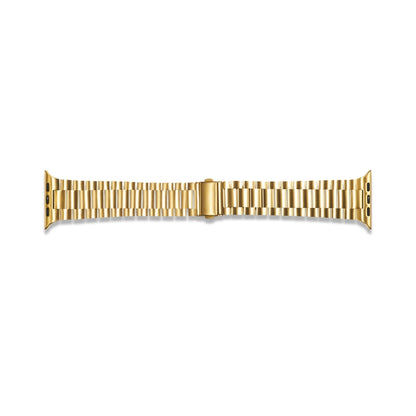 Ultra-thin Three-bead Metal Strap Watch Band For Apple Watch Ultra 49mm&Watch Ultra 2 49mm / Series 9&8&7 45mm / SE 3&SE 2&6&SE&5&4 44mm / 3&2&1 42mm(Gold) - Watch Bands by buy2fix | Online Shopping UK | buy2fix