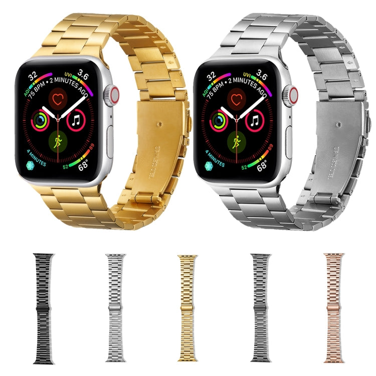 Ultra-thin Three-bead Metal Strap Watch Band For Apple Watch Ultra 49mm&Watch Ultra 2 49mm / Series 9&8&7 45mm / SE 3&SE 2&6&SE&5&4 44mm / 3&2&1 42mm(Silver) - Watch Bands by buy2fix | Online Shopping UK | buy2fix