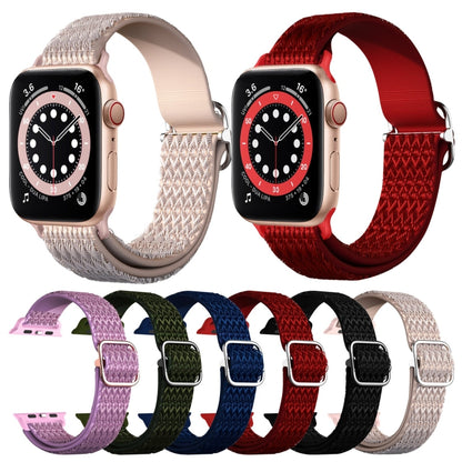 Adjustable Rhombic Texture Elastic Watch Band For Apple Watch Series 9&8&7 41mm / SE 3&SE 2&6&SE&5&4 40mm / 3&2&1 38mm(Purple) - Watch Bands by buy2fix | Online Shopping UK | buy2fix