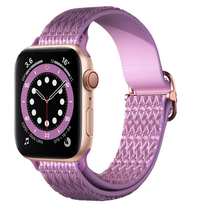 Adjustable Rhombic Texture Elastic Watch Band For Apple Watch Ultra 49mm&Watch Ultra 2 49mm / Series 9&8&7 45mm / SE 3&SE 2&6&SE&5&4 44mm / 3&2&1 42mm(Purple) - Watch Bands by buy2fix | Online Shopping UK | buy2fix