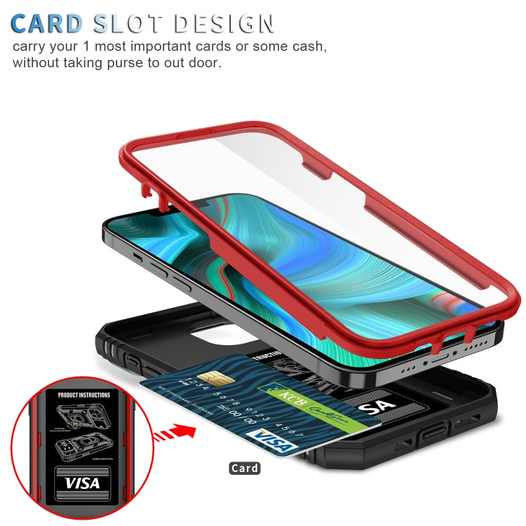 For iPhone 13 Pro Max Sliding Camera Cover Design TPU + PC Protective Case with 360 Degree Rotating Holder & Card Slot (Red+Black) - iPhone 13 Pro Max Cases by buy2fix | Online Shopping UK | buy2fix