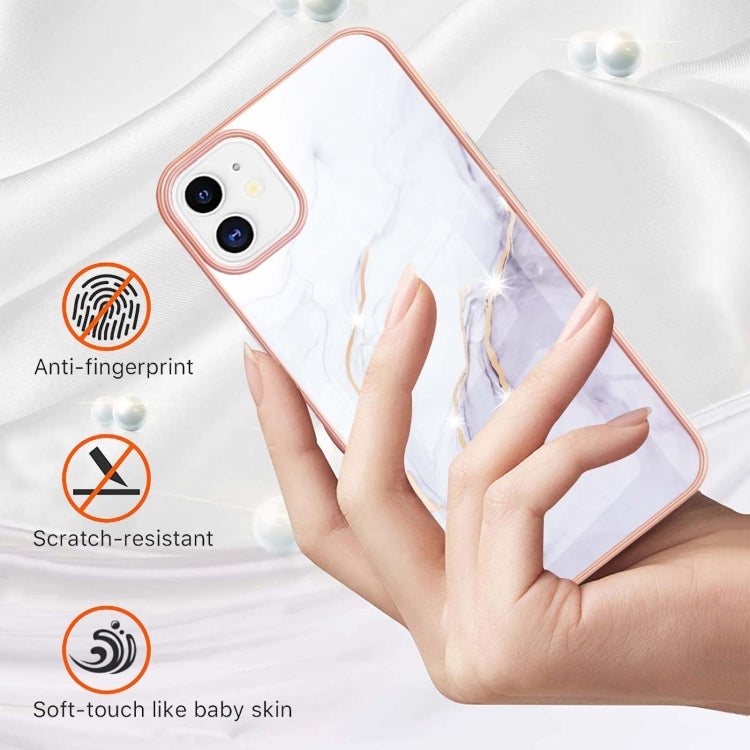 For iPhone 11 Electroplating Marble Pattern Dual-side IMD TPU Shockproof Case (White 006) - iPhone 11 Cases by buy2fix | Online Shopping UK | buy2fix