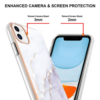 For iPhone 11 Electroplating Marble Pattern Dual-side IMD TPU Shockproof Case (White 006) - iPhone 11 Cases by buy2fix | Online Shopping UK | buy2fix