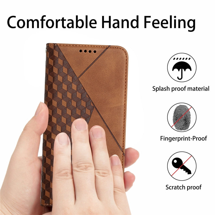 For iPhone X / XS Diamond Pattern Splicing Skin Feel Magnetic Horizontal Flip Leather Case with Card Slots & Holder & Wallet(Brown) - More iPhone Cases by buy2fix | Online Shopping UK | buy2fix