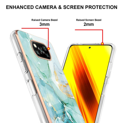 For Xiaomi Poco X3 NFC Electroplating Marble Pattern Dual-side IMD TPU Shockproof Case(Green 003) - Xiaomi Cases by buy2fix | Online Shopping UK | buy2fix