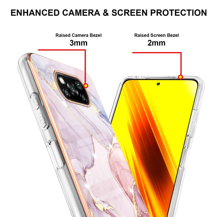 For Xiaomi Poco X3 NFC Electroplating Marble Pattern Dual-side IMD TPU Shockproof Case(Rose Gold 005) - Xiaomi Cases by buy2fix | Online Shopping UK | buy2fix