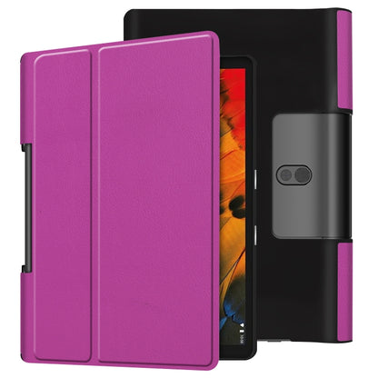 For Lenovo Yoga Smart Tab Custer Texture Horizontal Flip Leather Case with Two-folding Holder(Purple) - Lenovo by buy2fix | Online Shopping UK | buy2fix