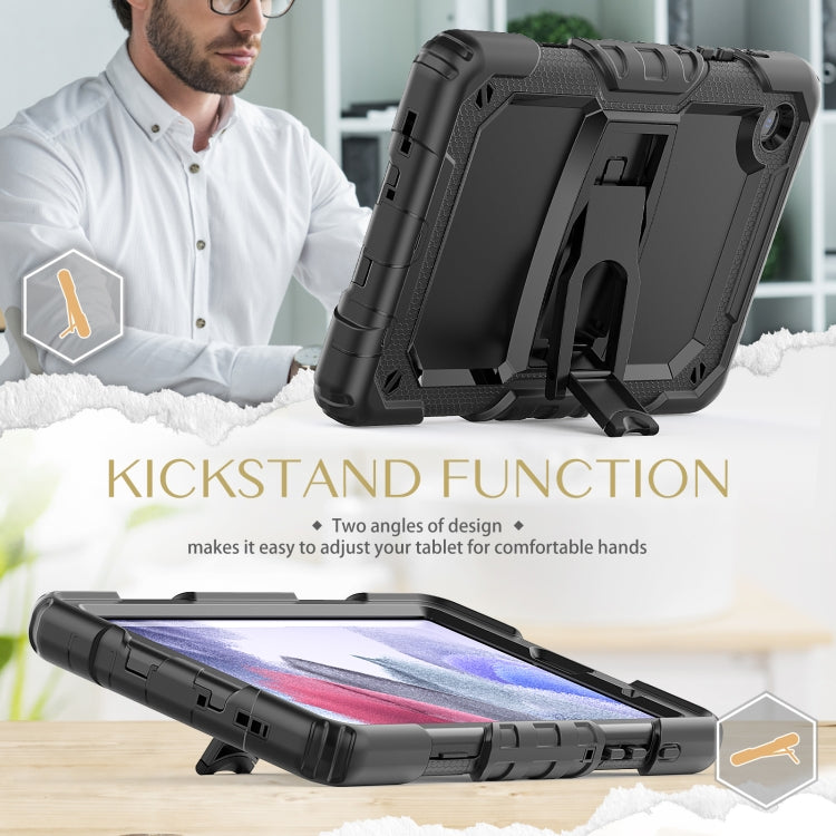 Shockproof Colorful Silica Gel + PC Protective Case with Holder & Shoulder Strap For Samsung Galaxy A7 Lite T220 / T225(Black) - Tab A7 Lite T220 / T225 by buy2fix | Online Shopping UK | buy2fix