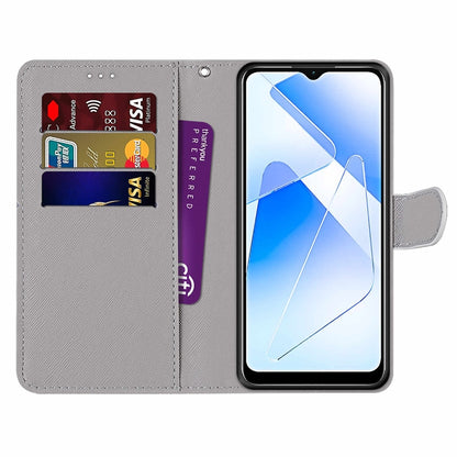 For OPPO A54 4G / A16 4G / A53s 5G / A55 5G Coloured Drawing Cross Texture Horizontal Flip PU Leather Case with Holder & Card Slots & Wallet & Lanyard(Blue Red Butterfly) - OPPO Cases by buy2fix | Online Shopping UK | buy2fix