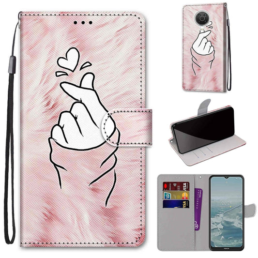 For Nokia G20 / G10 / 6.3 Coloured Drawing Cross Texture Horizontal Flip PU Leather Case with Holder & Card Slots & Wallet & Lanyard(Pink Hands Heart) - Nokia Cases by buy2fix | Online Shopping UK | buy2fix