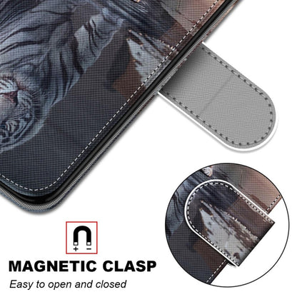 For Samsung Galaxy A22 5G Coloured Drawing Cross Texture Horizontal Flip PU Leather Case with Holder & Card Slots & Wallet & Lanyard(Cat Becomes Tiger) - Galaxy Phone Cases by buy2fix | Online Shopping UK | buy2fix